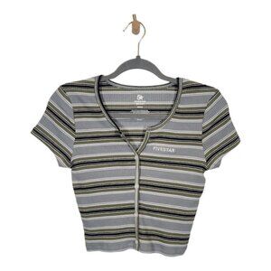FIVESTAR‎ GENERAL CO. Stripe Button Knit Womens Top - Size Medium